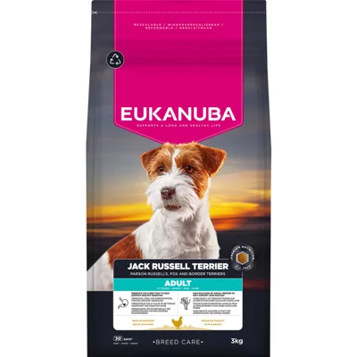 3x Eukanuba Breed Care Hond Droog Adult Jack Russell Terriërs Kip 3 kg