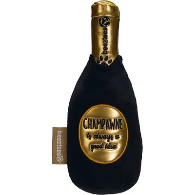 Beeztees Champagnefles pluche klein hondenspeelgoed