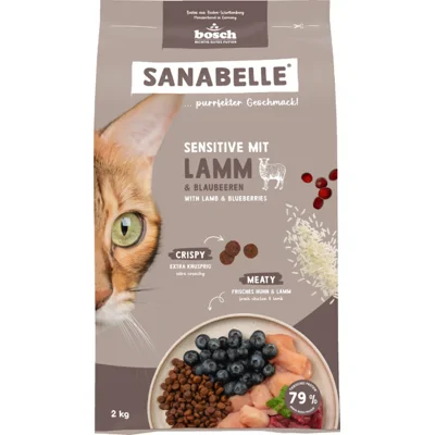 Sanabelle Sensitive met lam en bosbessen kattenvoer 2 x 8 kg