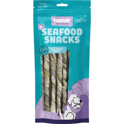10x Braaaf Rol Sticks Hondensnack 20 cm Zalm 97 gr