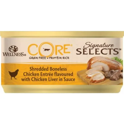 24x Wellness Core Kattenvoer Signature Selects Shredded Kip - Kippenlever 79 gr