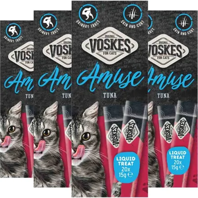 4x Voskes Kattensnack Liquid Treat Tonijn 20x15 gr